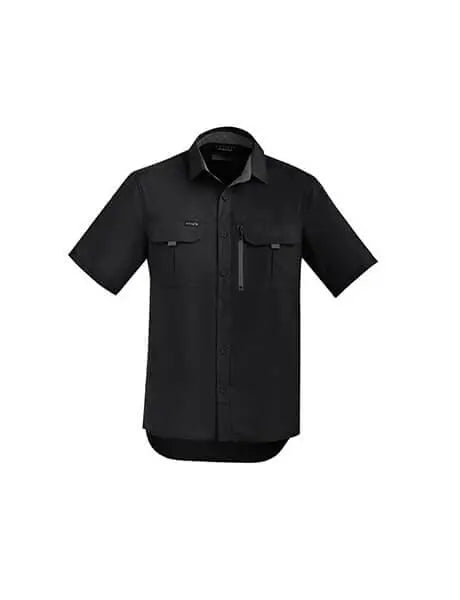 SYZMIK Men's Outdoor Short Sleeve Shirt ZW465 Work Wear Syzmik Black 7XL